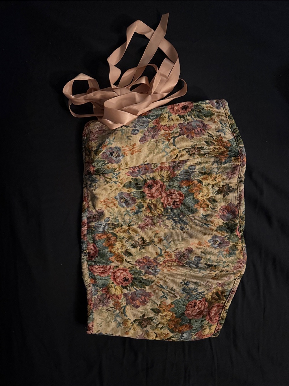 Fashion Nova Floral Tapestry Strapless Crop Top - Cream, Pink, Green, Blue - Picture 2 of 2